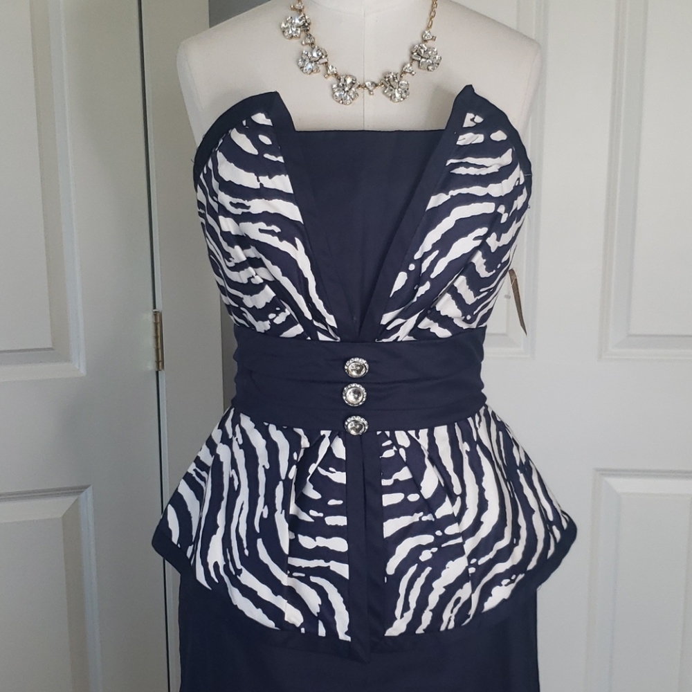 Vintage Gibbs Louis Strapless Peplum Dress, Never worn, Tags Still on